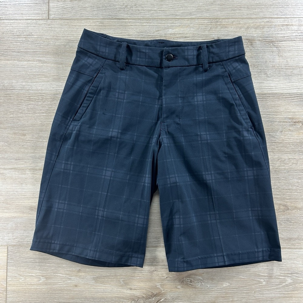 Lululemon Size 30 Navy Plaid Commission Classic Fit 10" Zipper Fly Golf Shorts**